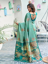 Premium Mint Green Banarasi Silk Saree with Jacquard Zari Work | Wedding, Party & Festival Wear Saree Malaysia | Soft Silk Saree with Blouse Piece